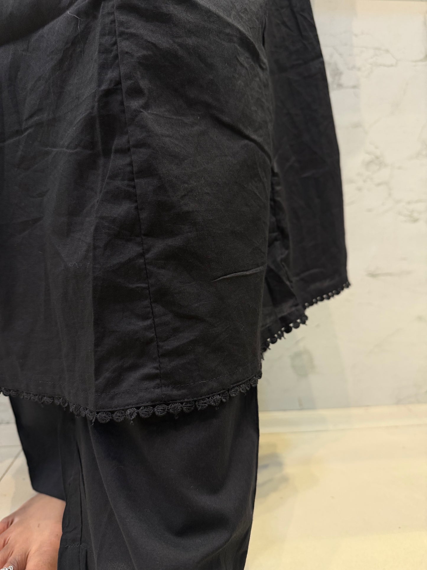 Camel Black Jacket Anarkali Kurti with Pant