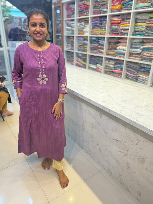 Lavender Cotton Block Printed Kurti
