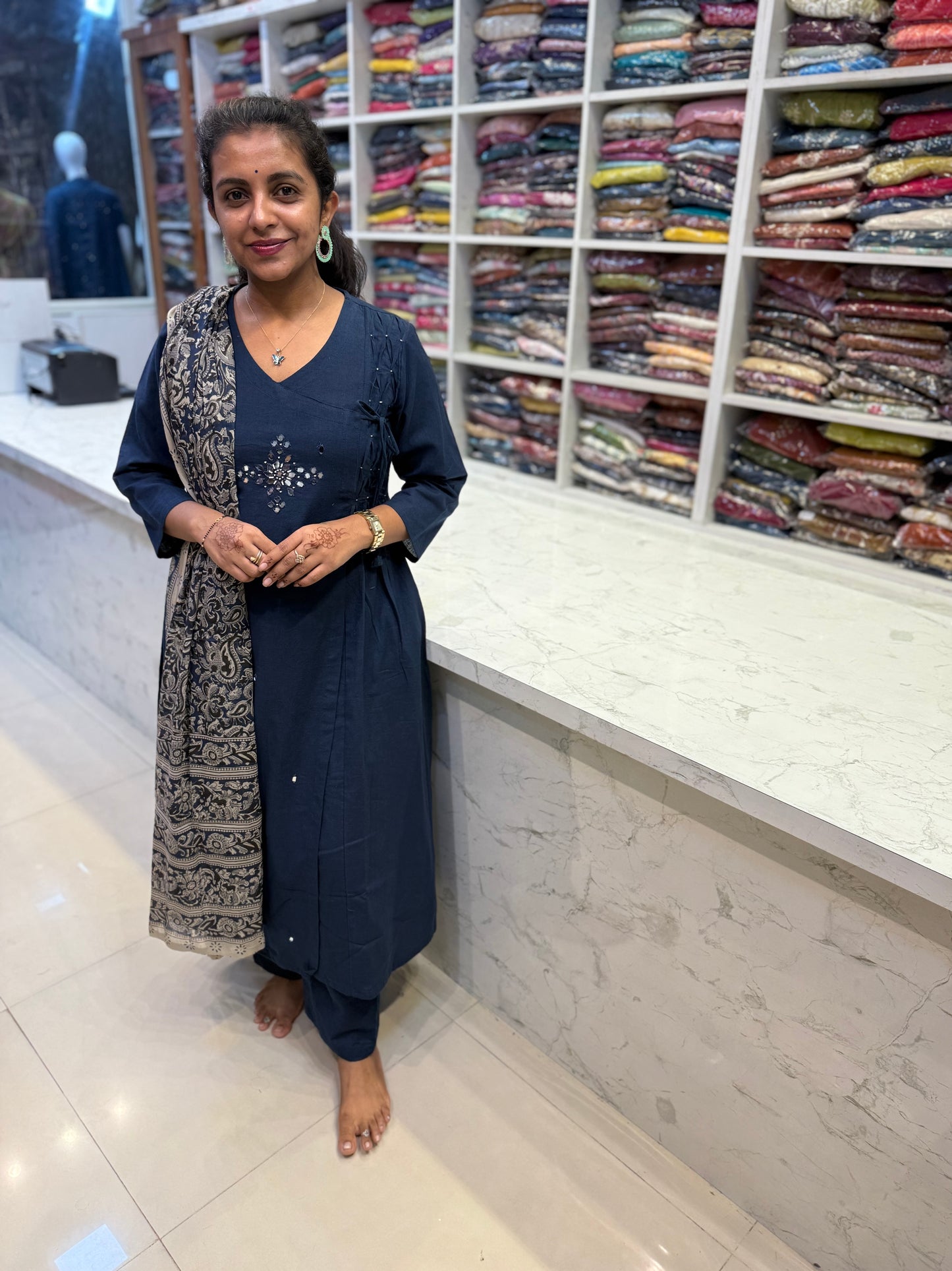 Pure Cotton Flex Kurti and Pant with Kalamkari Dupatta