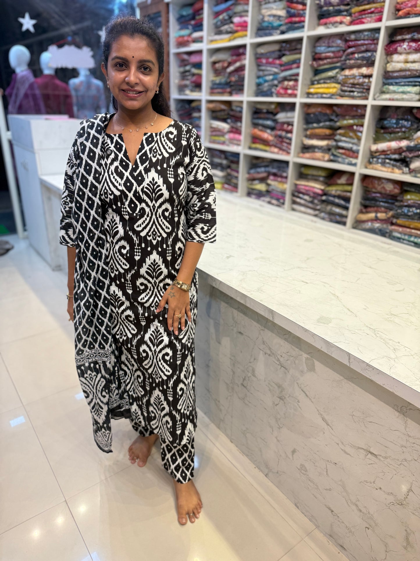 Cotton Kurti With Pant and Dupatta