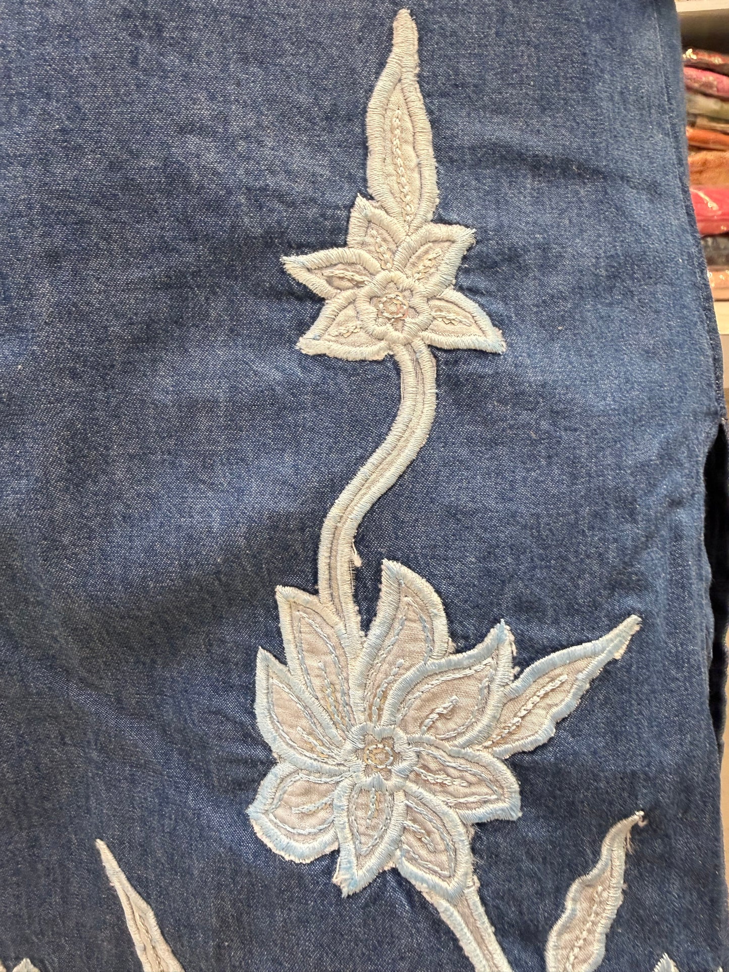 Denim Applique Embroidered Co-ords Set-HSC85