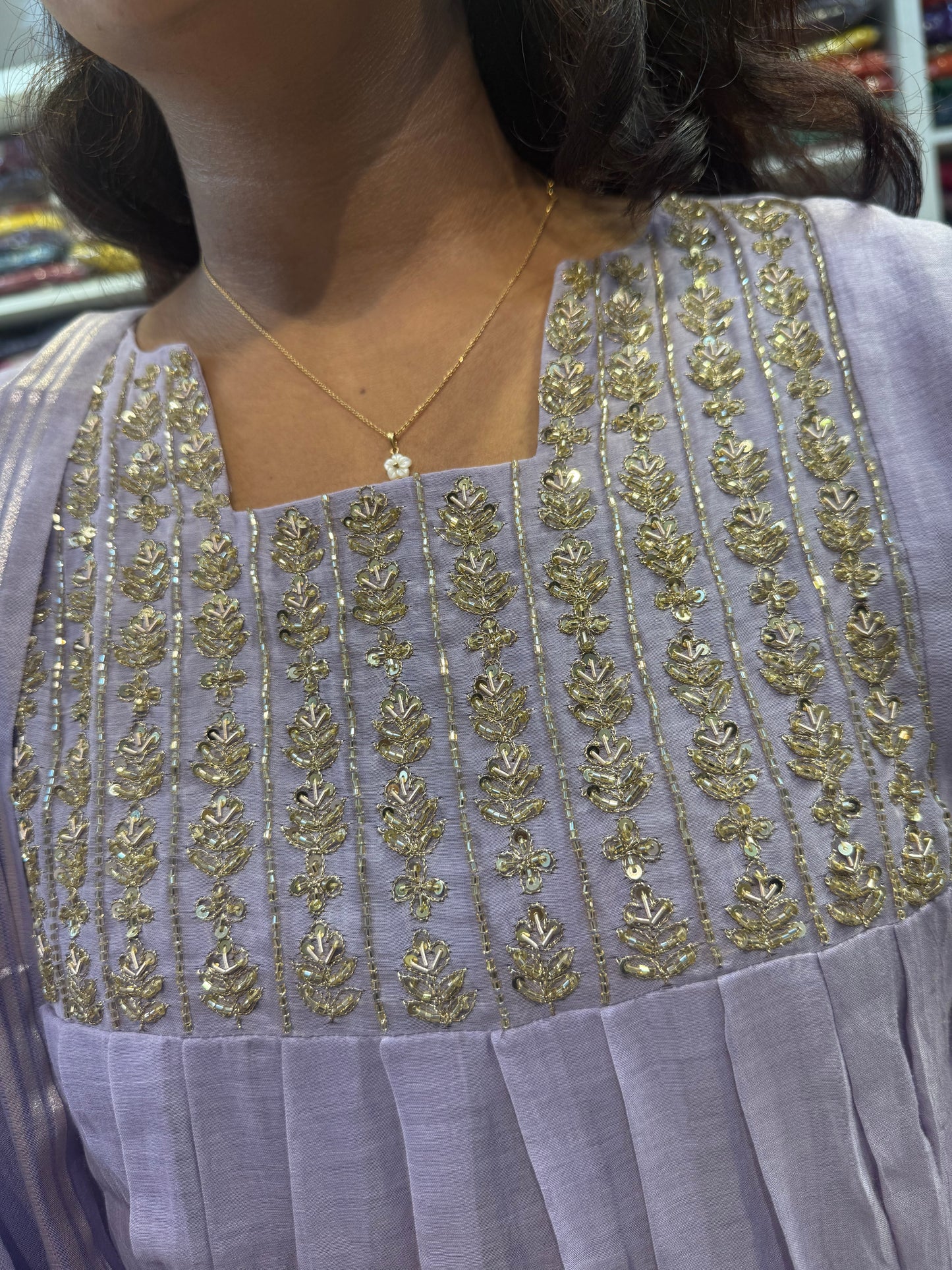 Pure Banasari Mul Chanderi Hand Embroidery Kurti With Pant and Dupatta