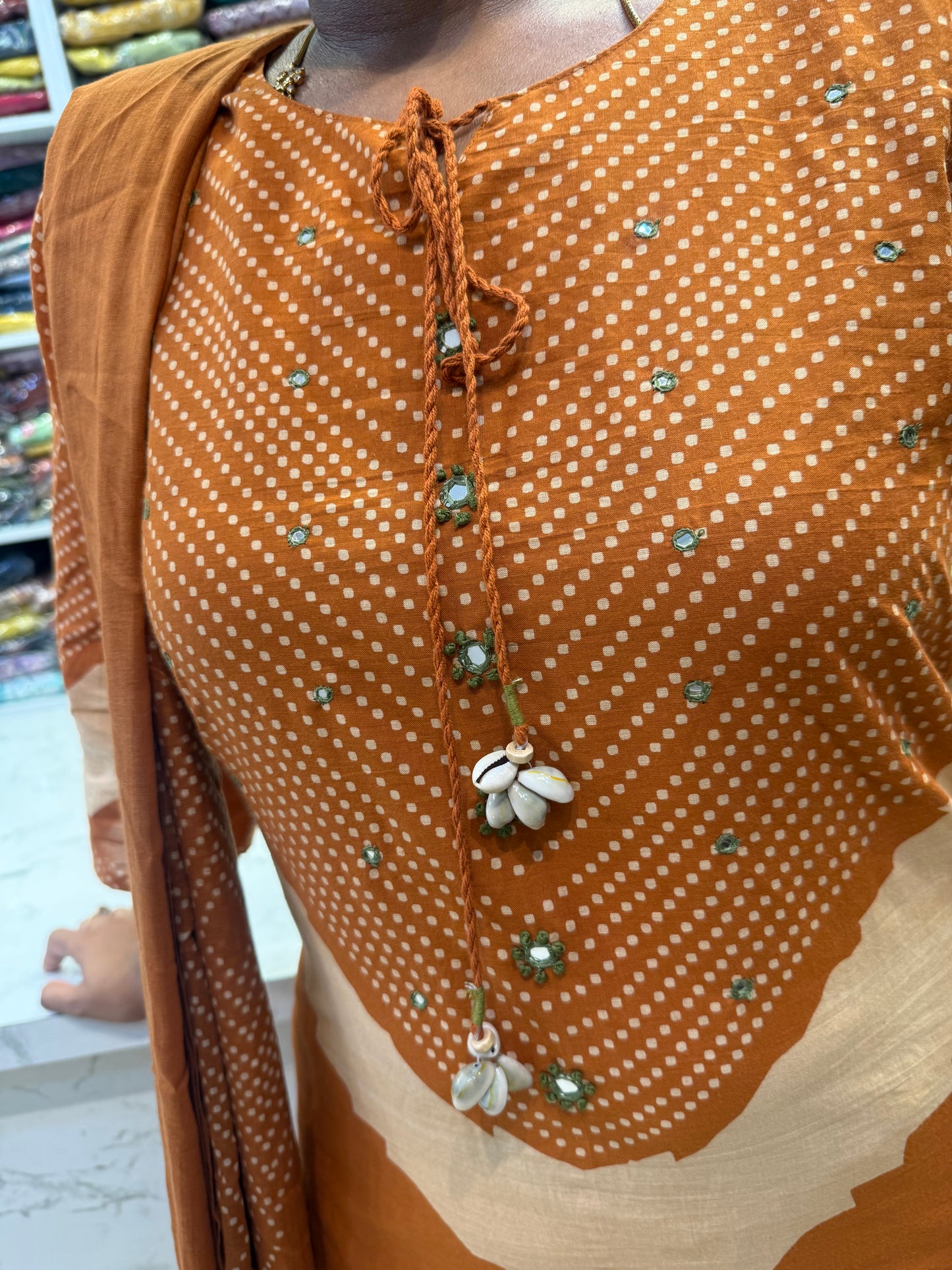 Trending Orange  Pure Cotton Kurti With Pant and Dupatta-HSC120