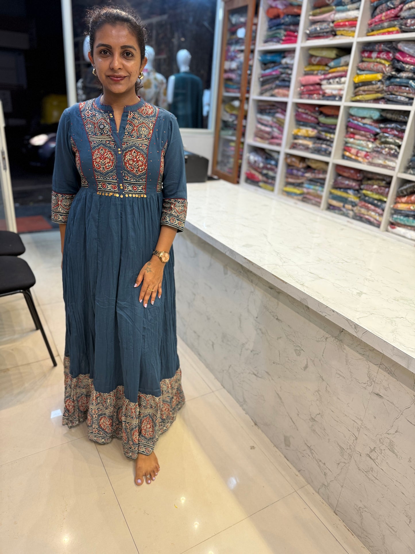 Pure Mul Cotton Crushed Gown