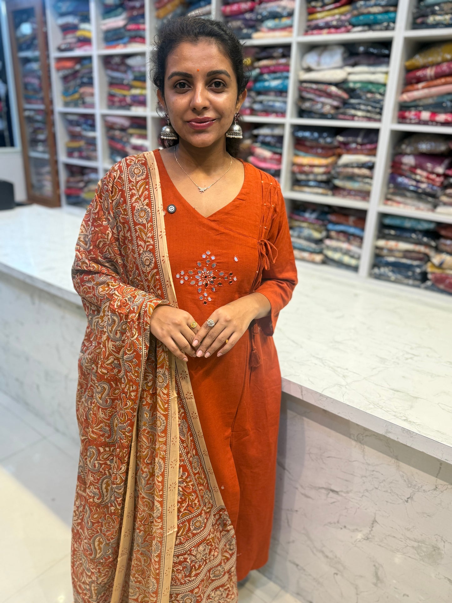 Pure Cotton Flex Kurti and Pant with Kalamkari Dupatta