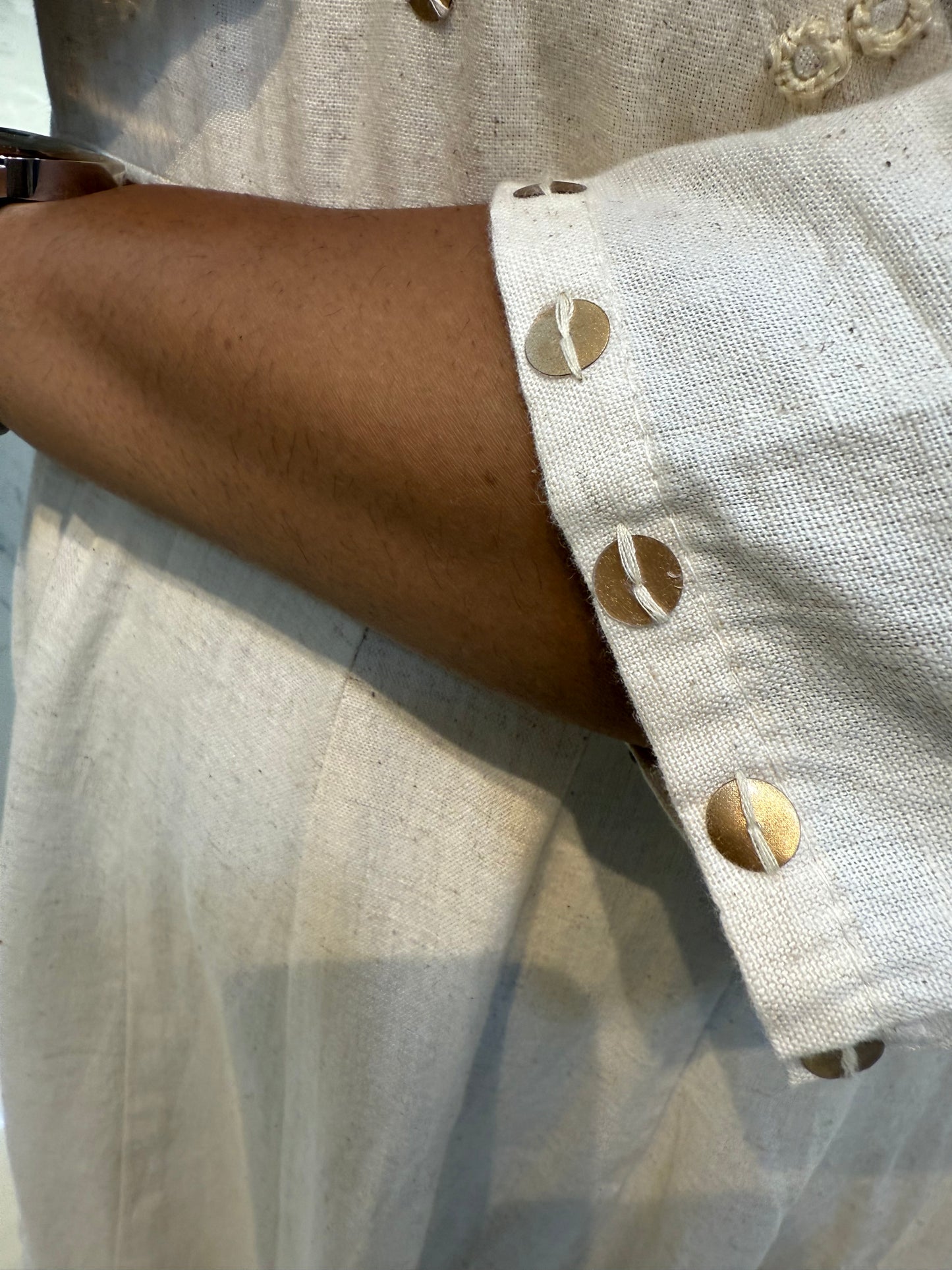 Plain Half white Anarkali set