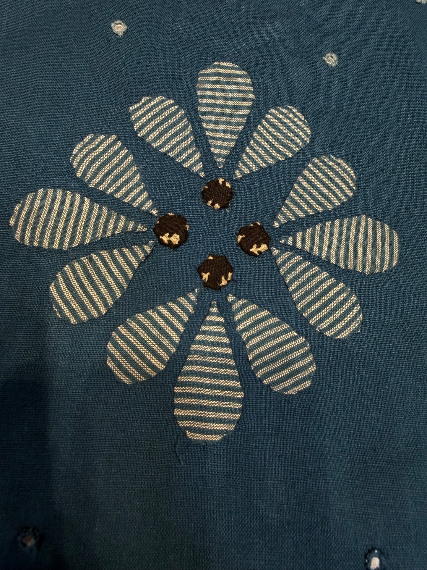 Appliqué Blue Pure Cotton Kurti