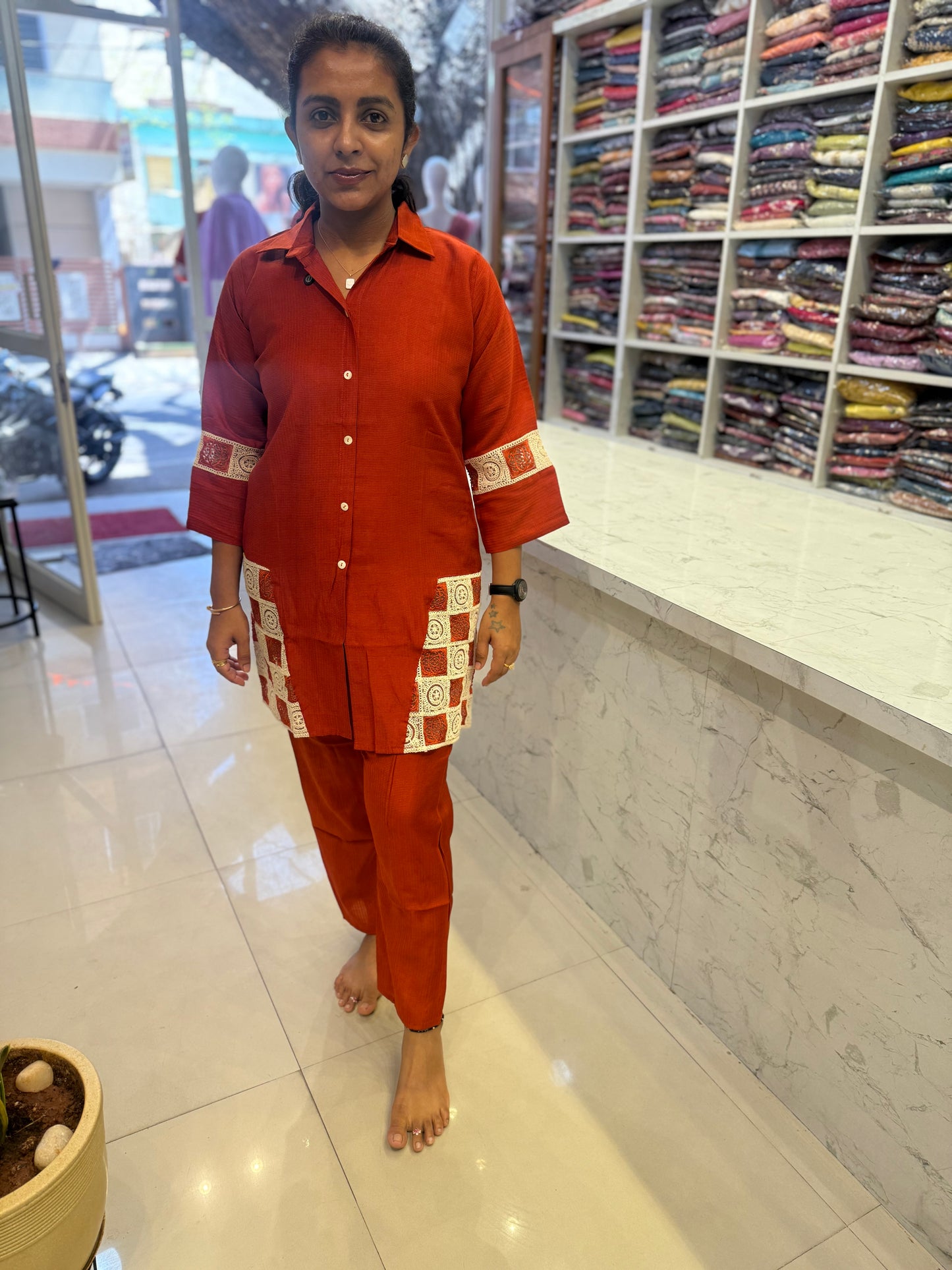 Rust Roman Silk Co-ords Set