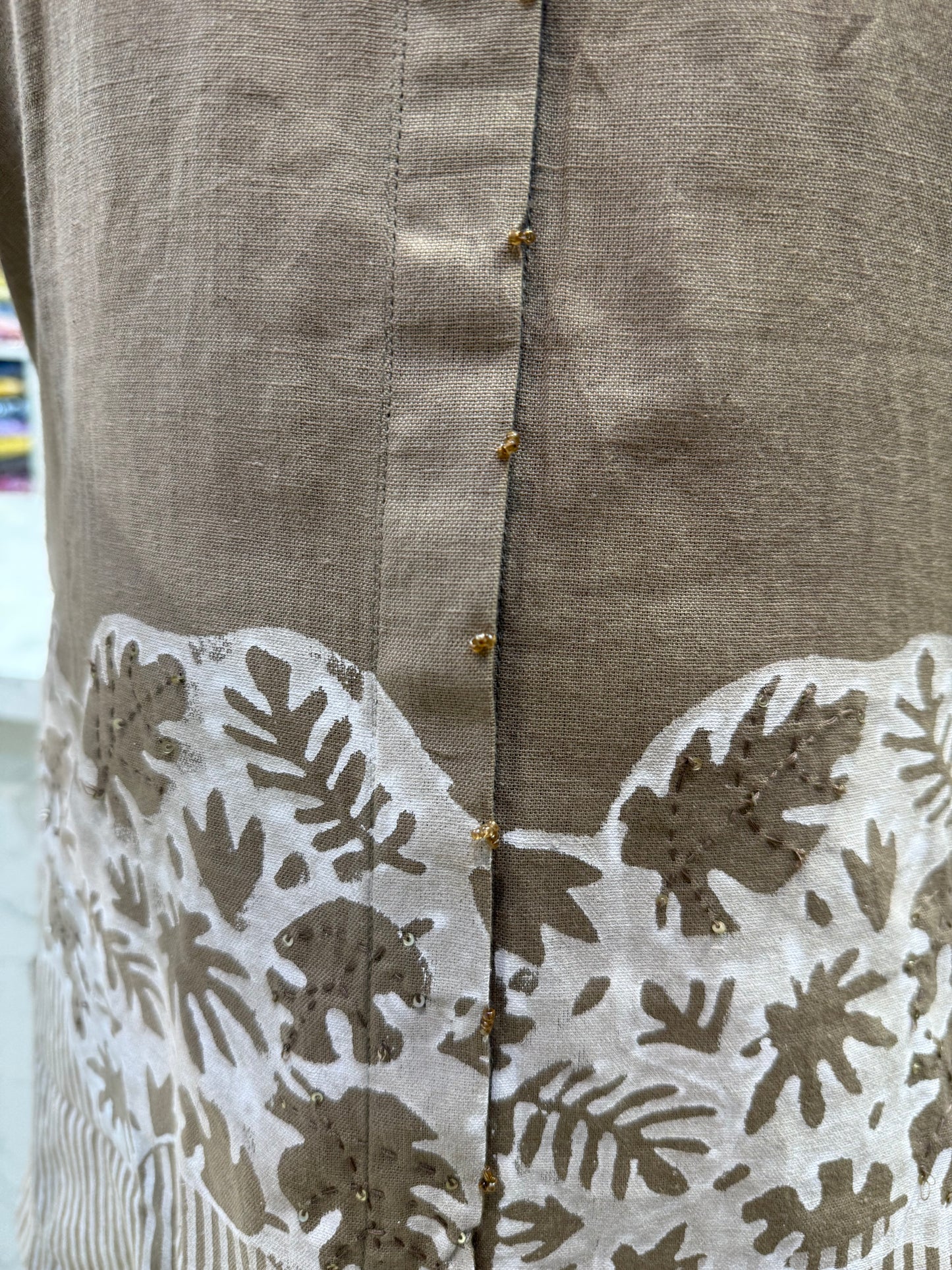 Beige Embroidery Pure Cotton Co-ords set