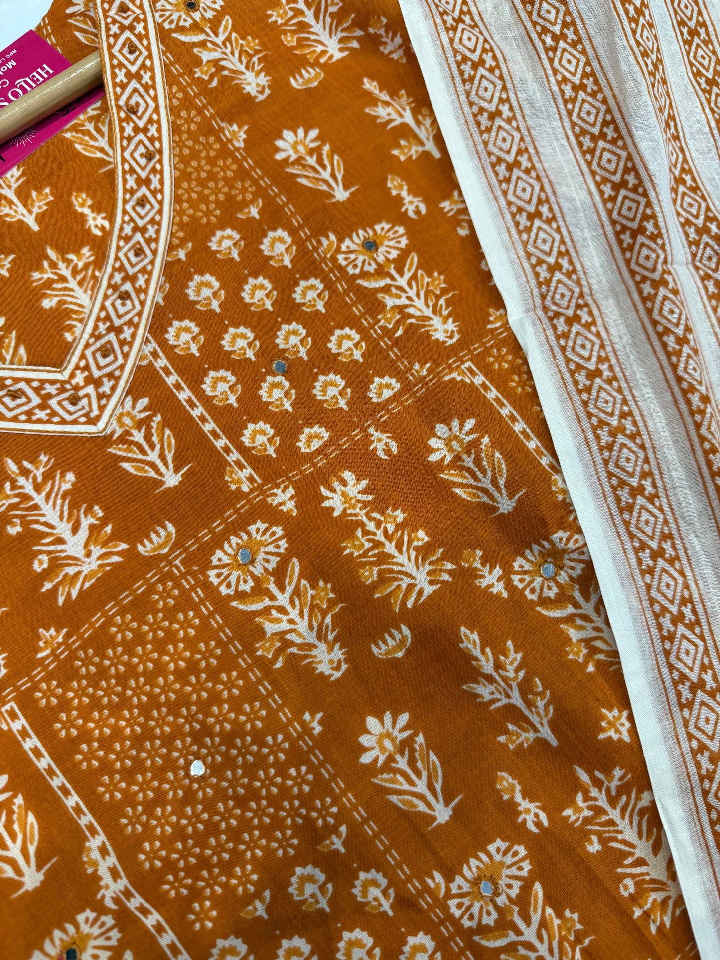 Printed Cotton Kurti with Pant and Dupatta -  HSC1149