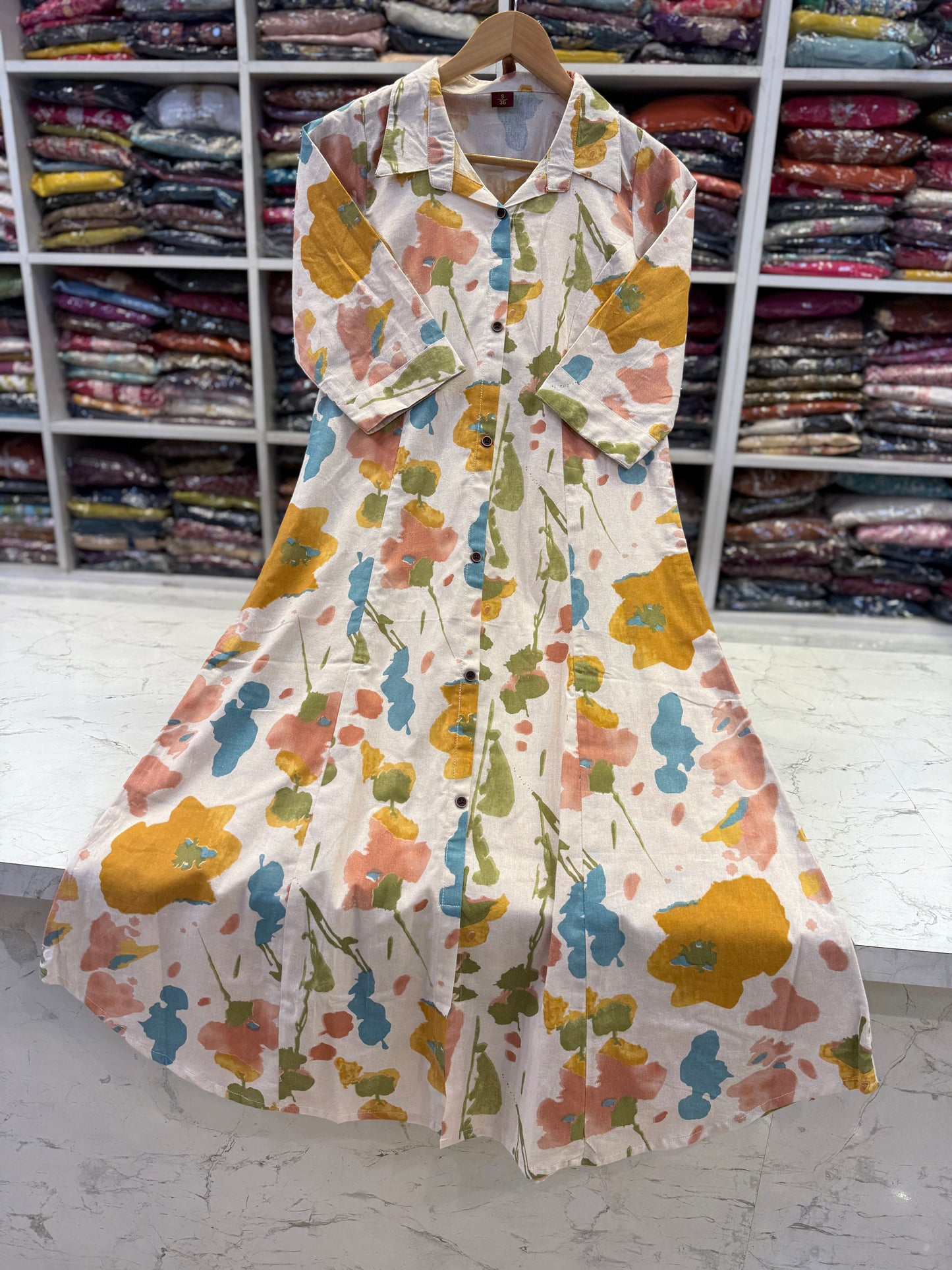 Cotton Flex A-line Maxi Dress