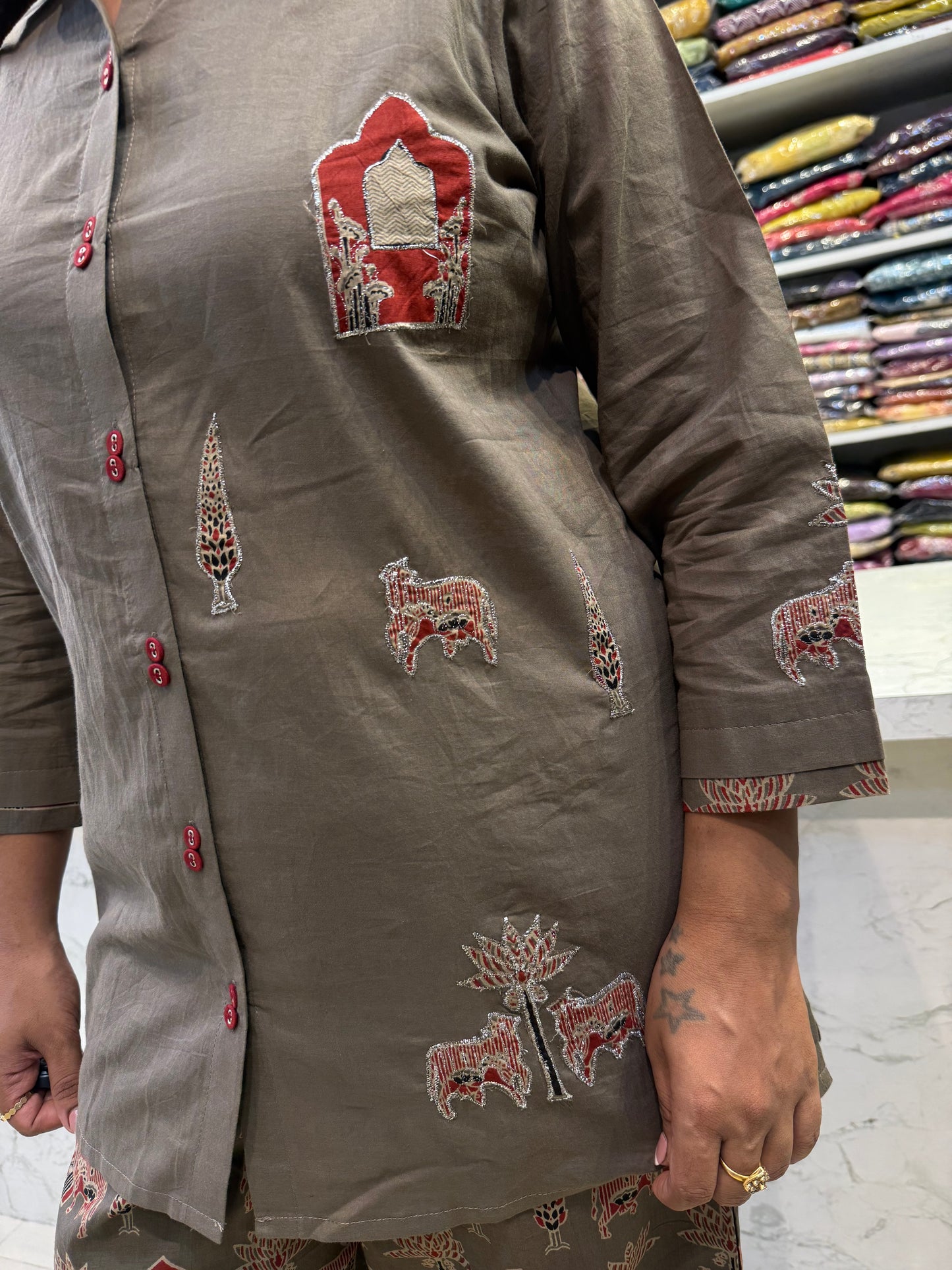 Indowestern Cotton Tribal Prints Co-ords Set-HSC119