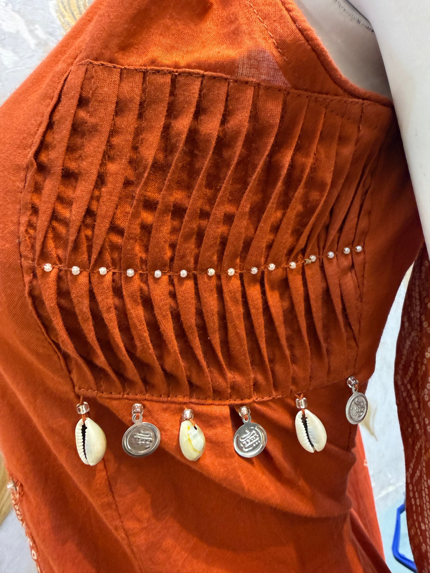 Bandini Printed Rust Orange Pure Cotton Kurti With Pant and Dupatta
