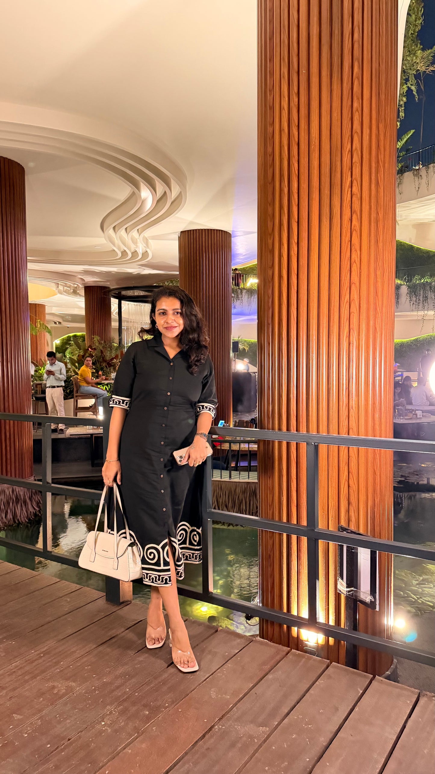 Black A-line Maxi Dress-HSC7