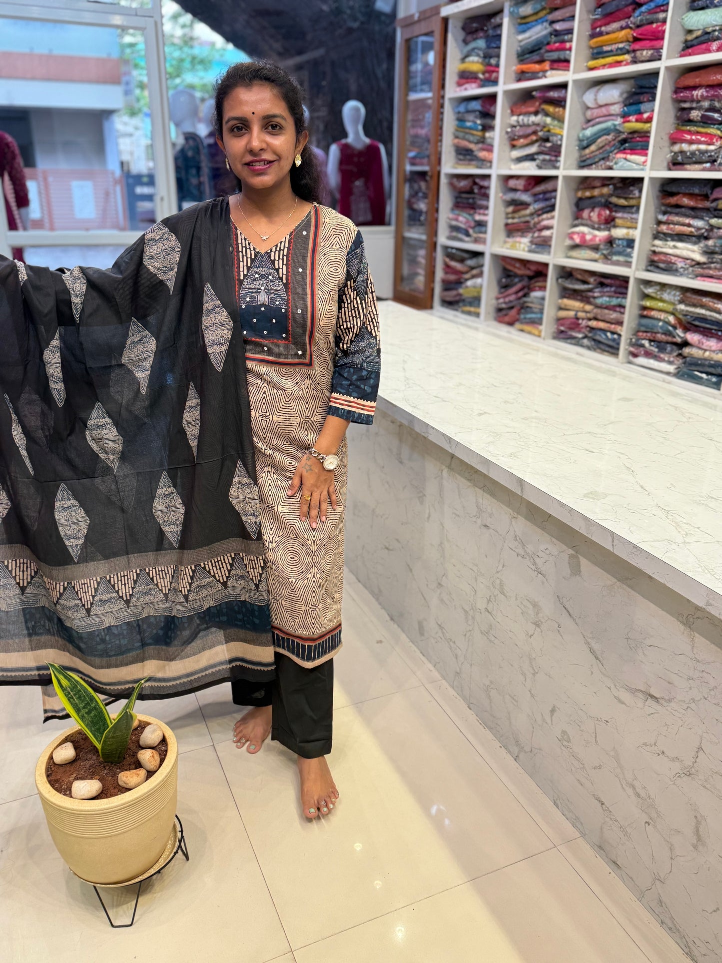 Printed Pure Cottons kurti with pant and Dupatta