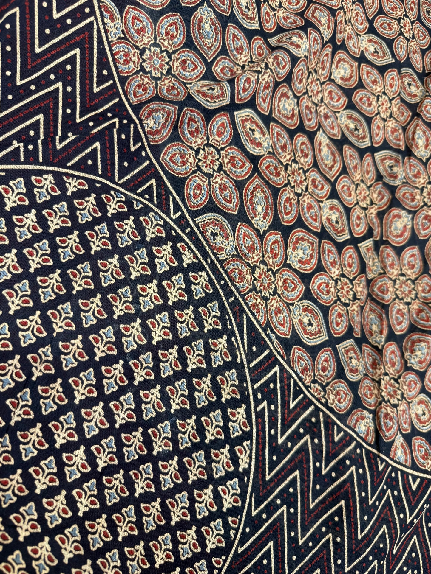 Block Printed Half White Pure Cotton Kurti With Pant and Dupatta