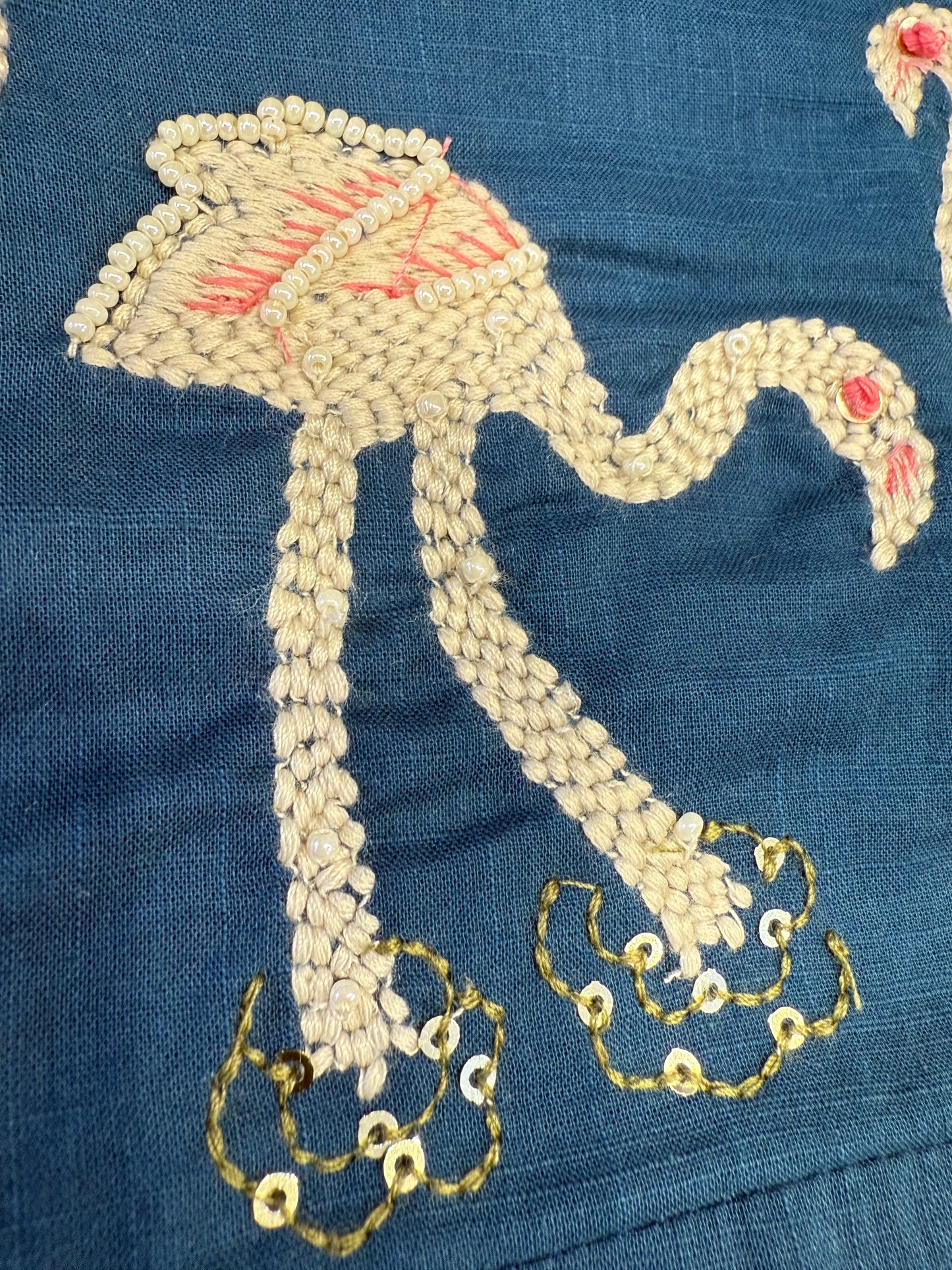 Flamingo Thread Embroidery Pure Cotton Kurti With Pant and Dupatta