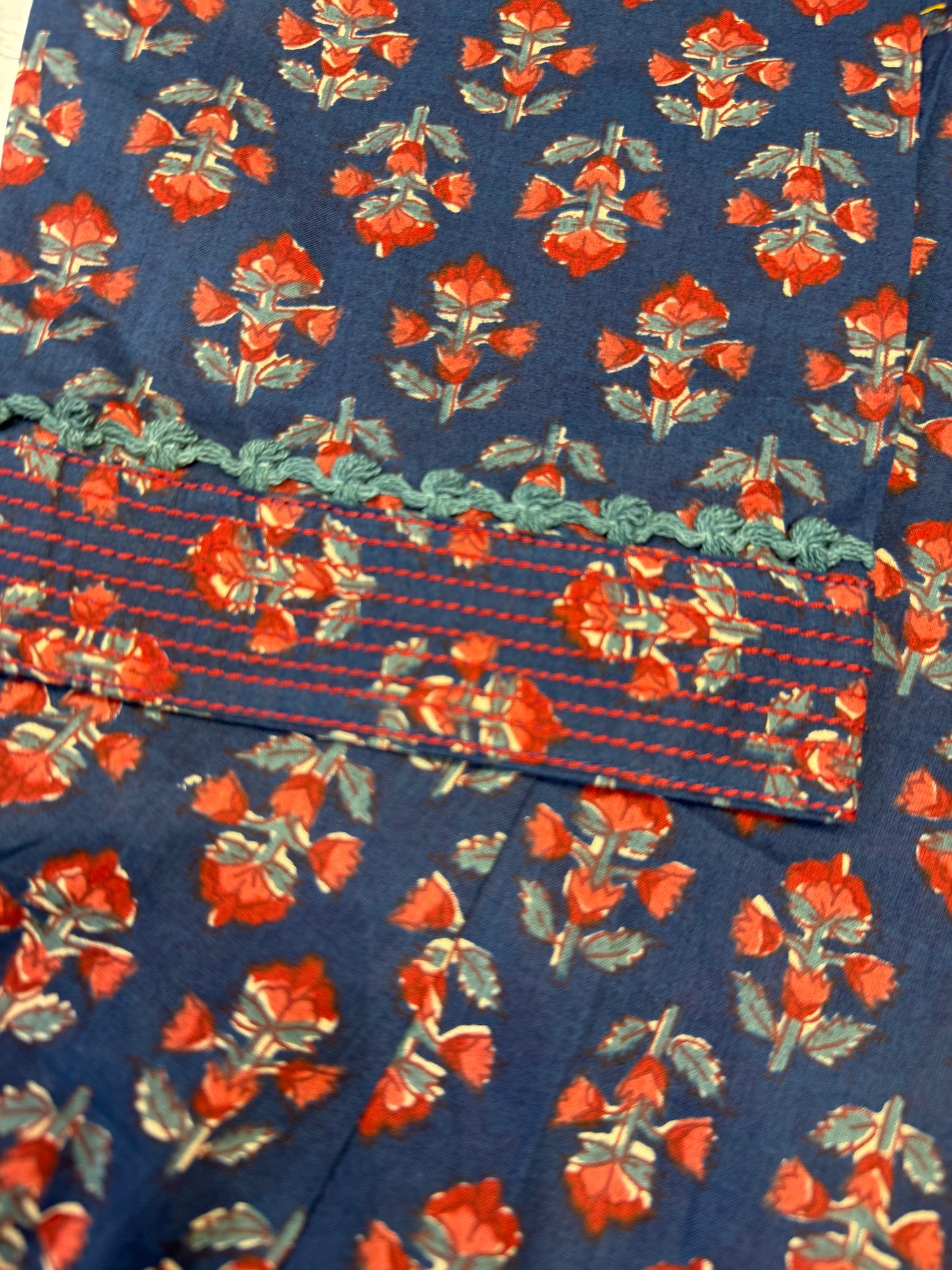 Blue Natural Print Floral Pure Cotton Kurti