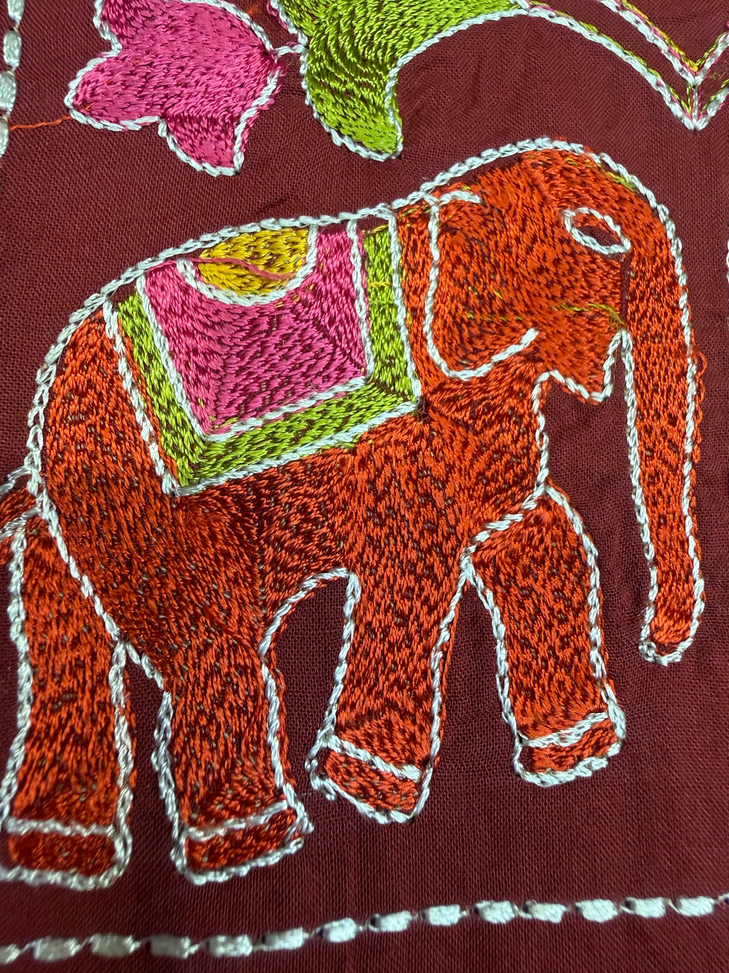 Marron Pure Cotton Embroidered Kurti With Pant-HSC81