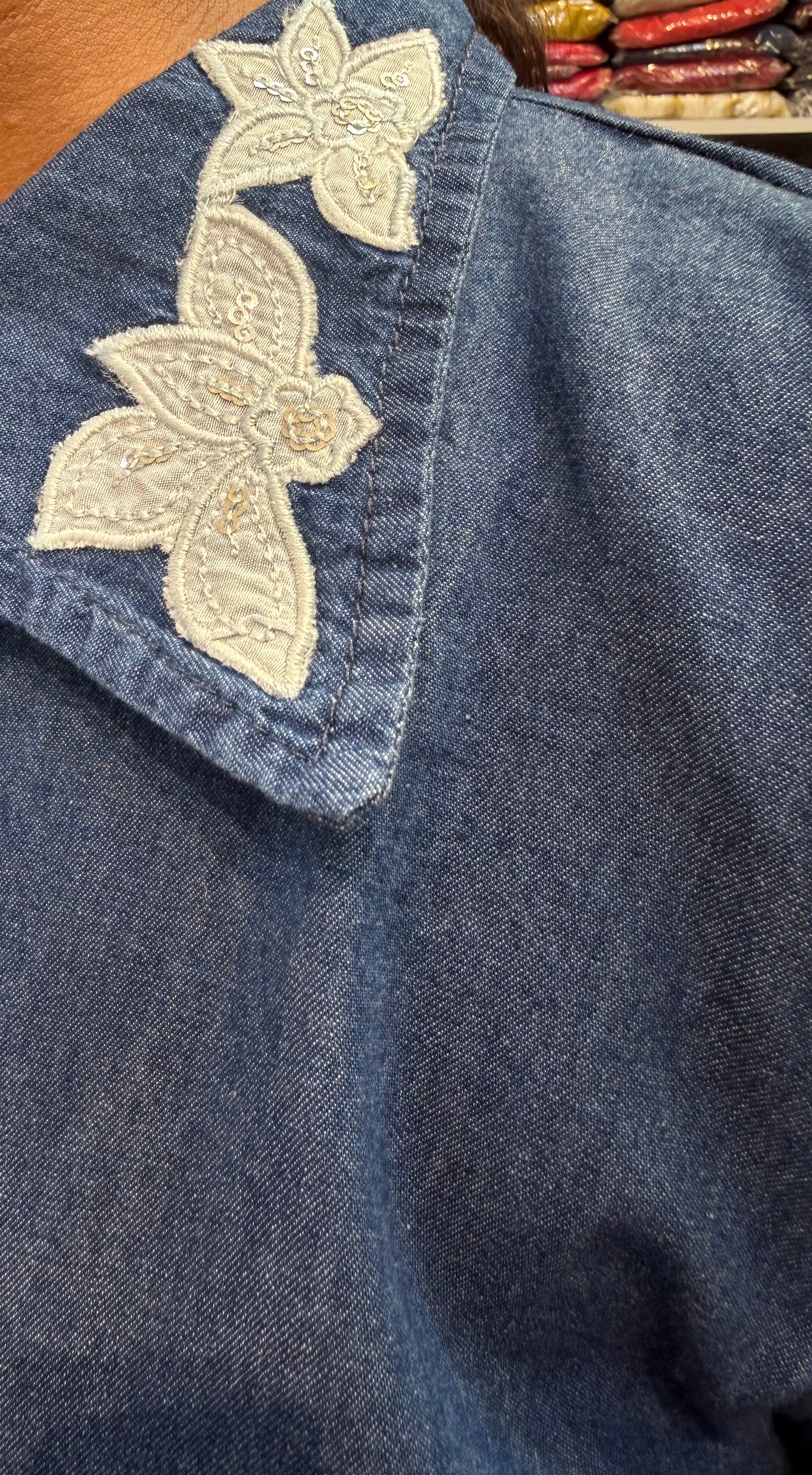 Denim Applique Embroidered Co-ords Set-HSC85