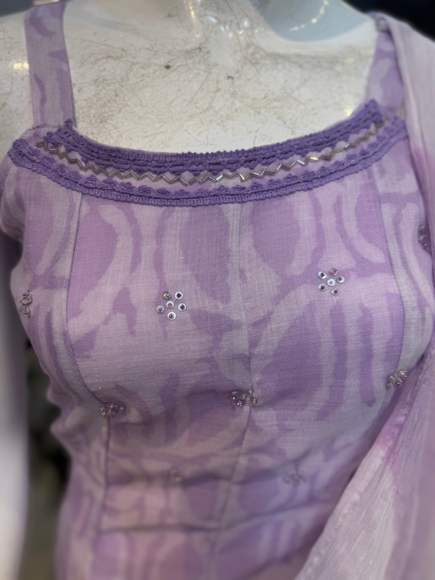 Lavender shoulder straps Cotton Linen Set