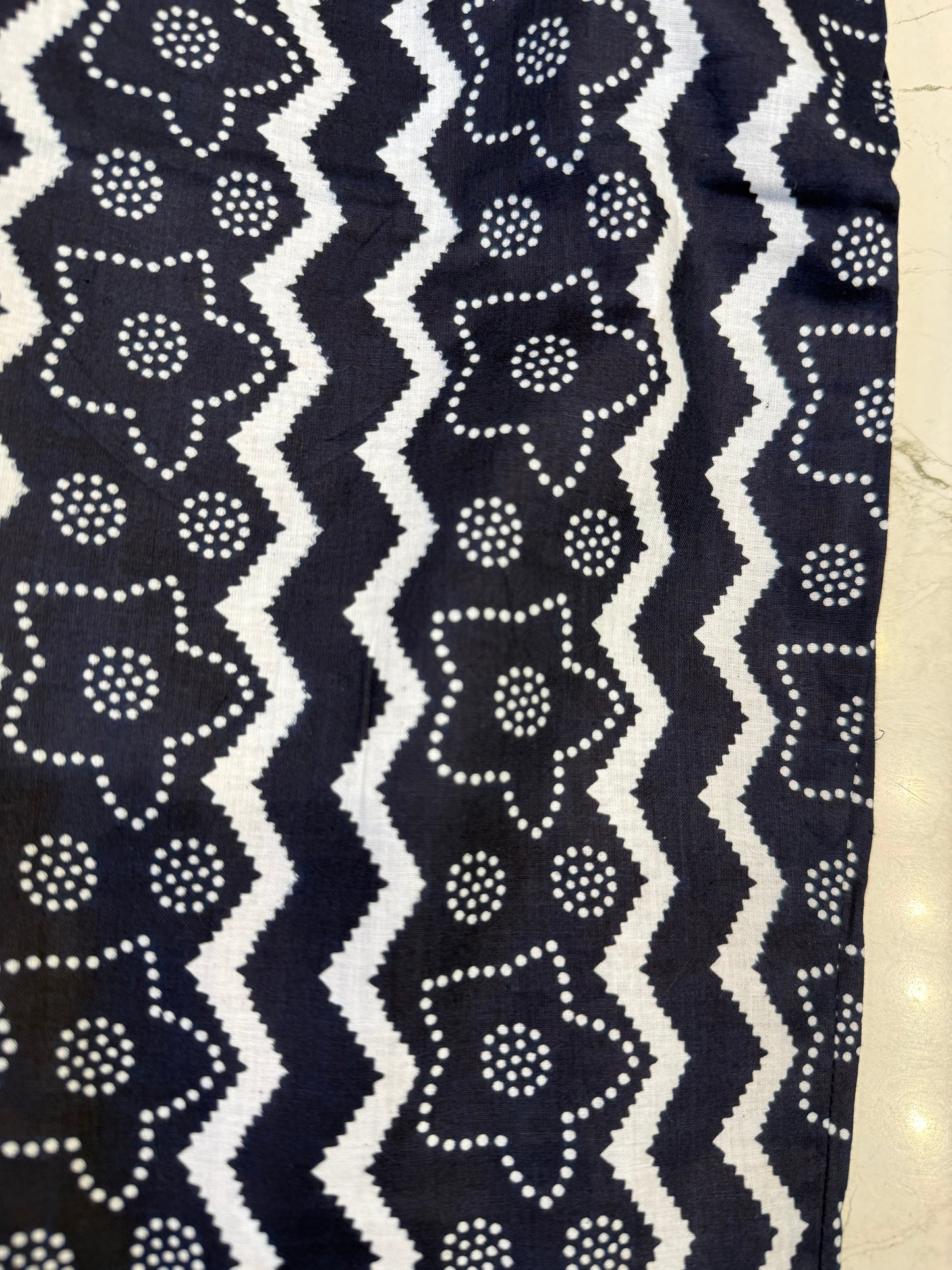 Navy Blue Printed Cotton Kurti With Pant and Dupatta-HSC154