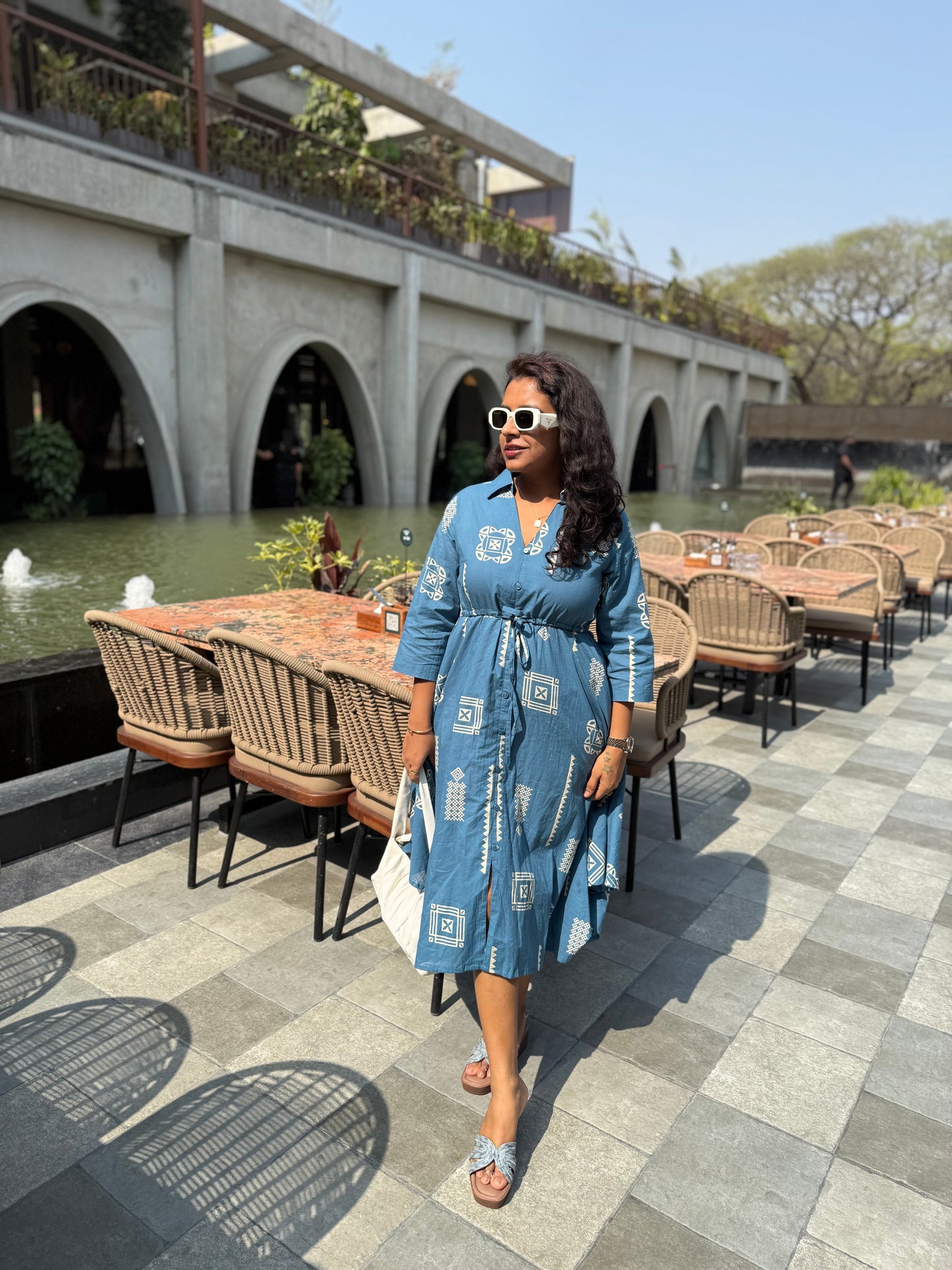 Sky Blue Pure Cotton Maxi Dress