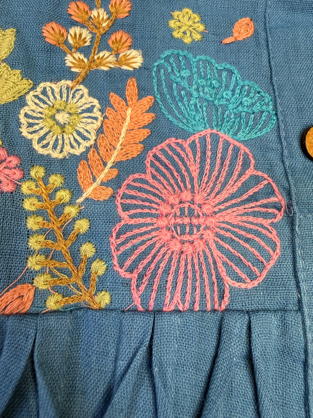Blue Embroidery Crossstitch Pure Cotton Flex Co-ords Set-HSC1230