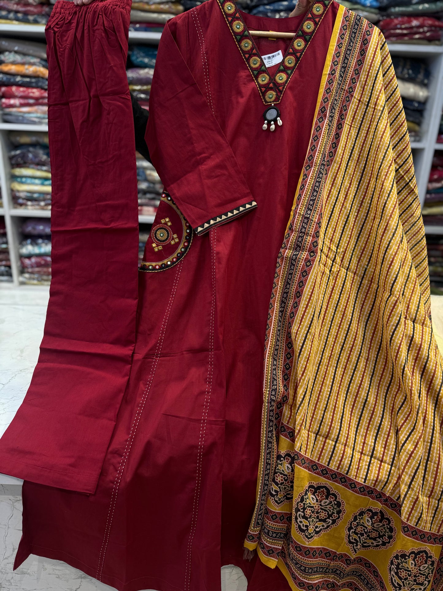 Two Sides Pocket Kurti With Pant and Dupatta Boutique style Kurti 5