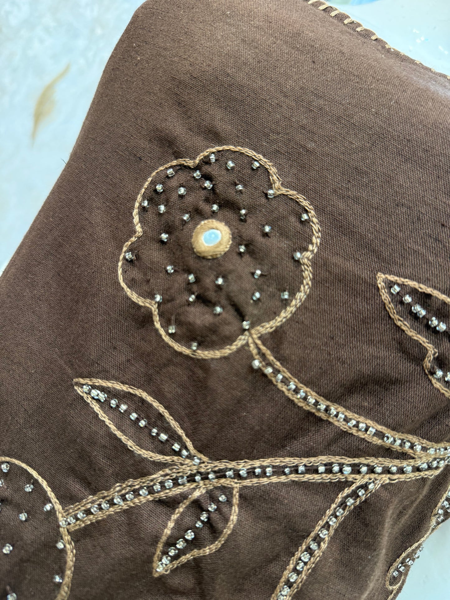 Brown Hand Embroidery Kurti With Pant