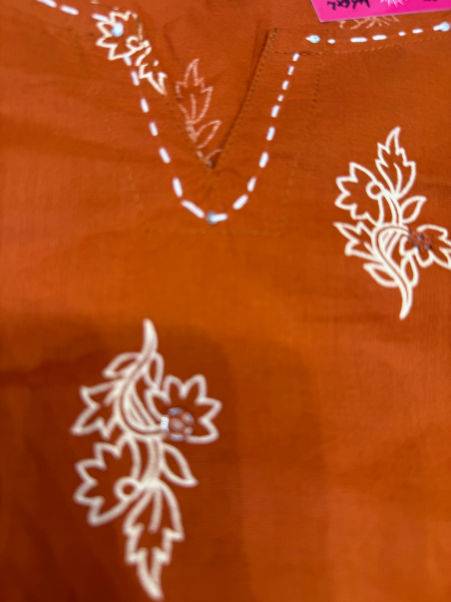 Printed Rust orange Kurti with Pant and Dupatta
