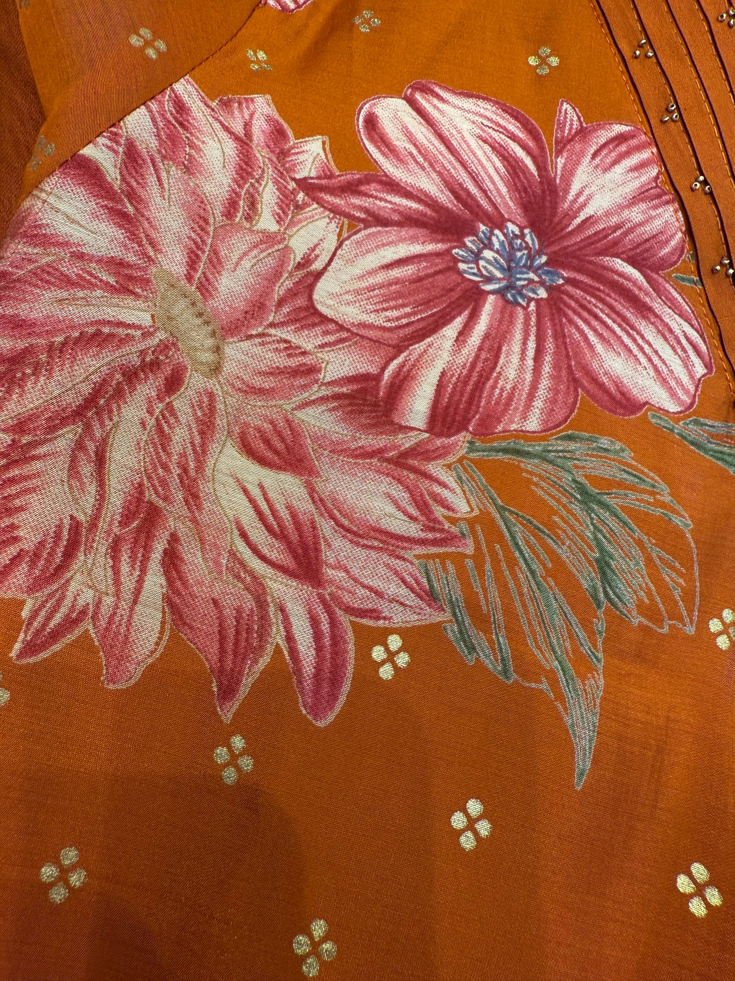 Orange Printed Kurti With pant and Dupatta-HSC31