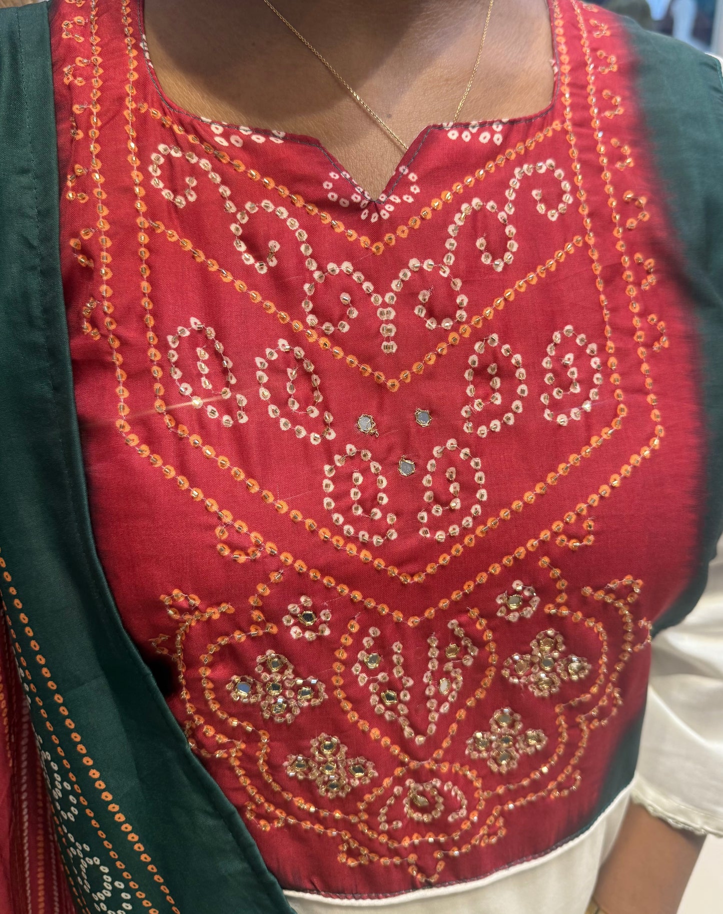 Roman Silk Kurti And pant with Muslin Digtial Printed Dupatta