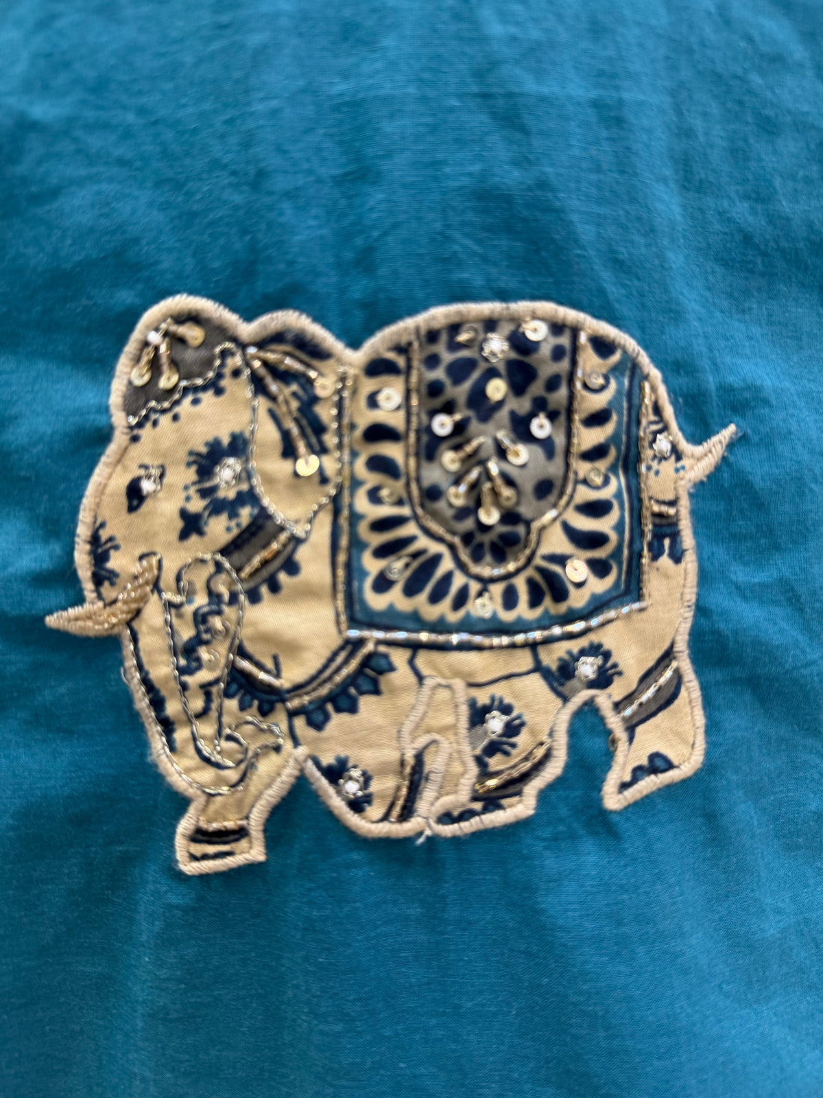 Elephant Embroidered Pure Cotton Kurti With Pant Printed Dupatta - HSC1184