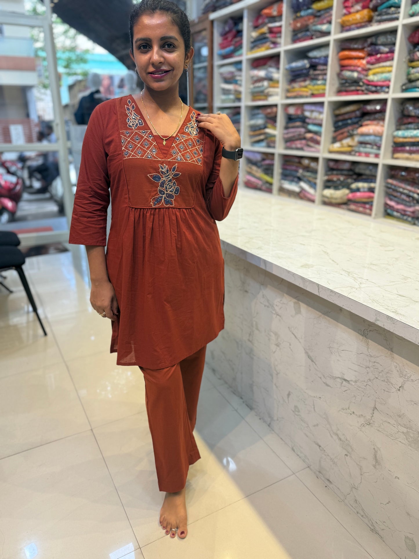 Marron Cotton Co-ords Set