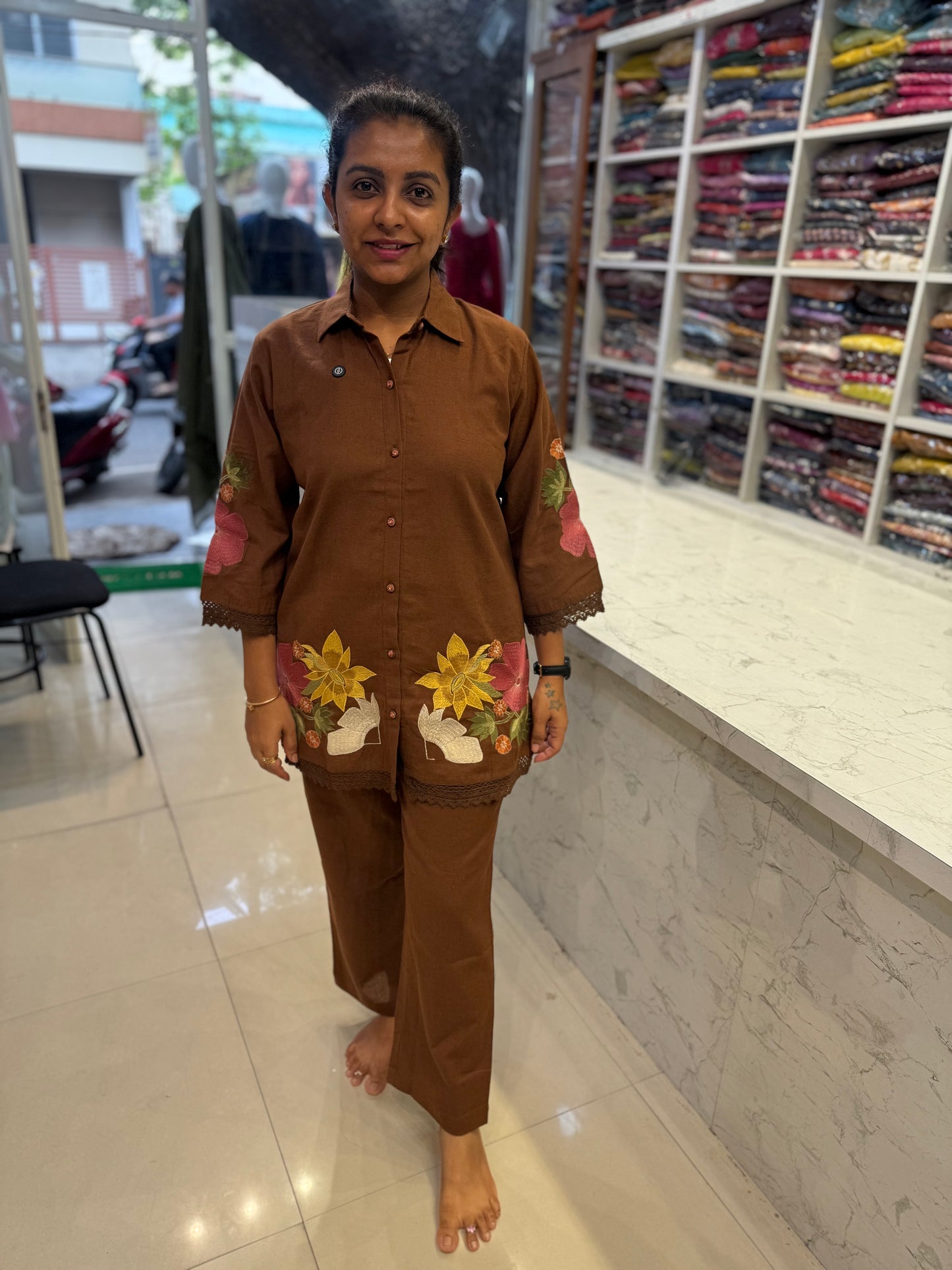 Brown Cotton Flex Co-ords Set-HSC26