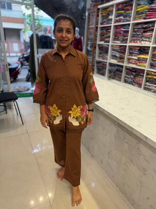 Brown Cotton Flex Co-ords Set-HSC26