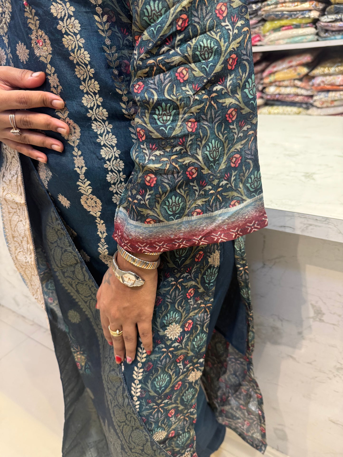 Pure Banarasi Silk Kurti With Pant and Dupatta