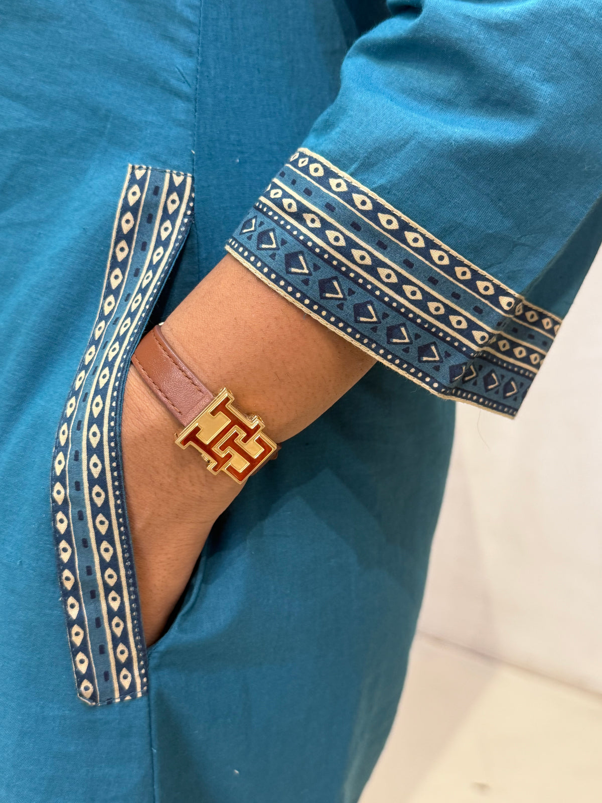 Elephant Embroidered Pure Cotton Kurti With Pant Printed Dupatta - HSC1184