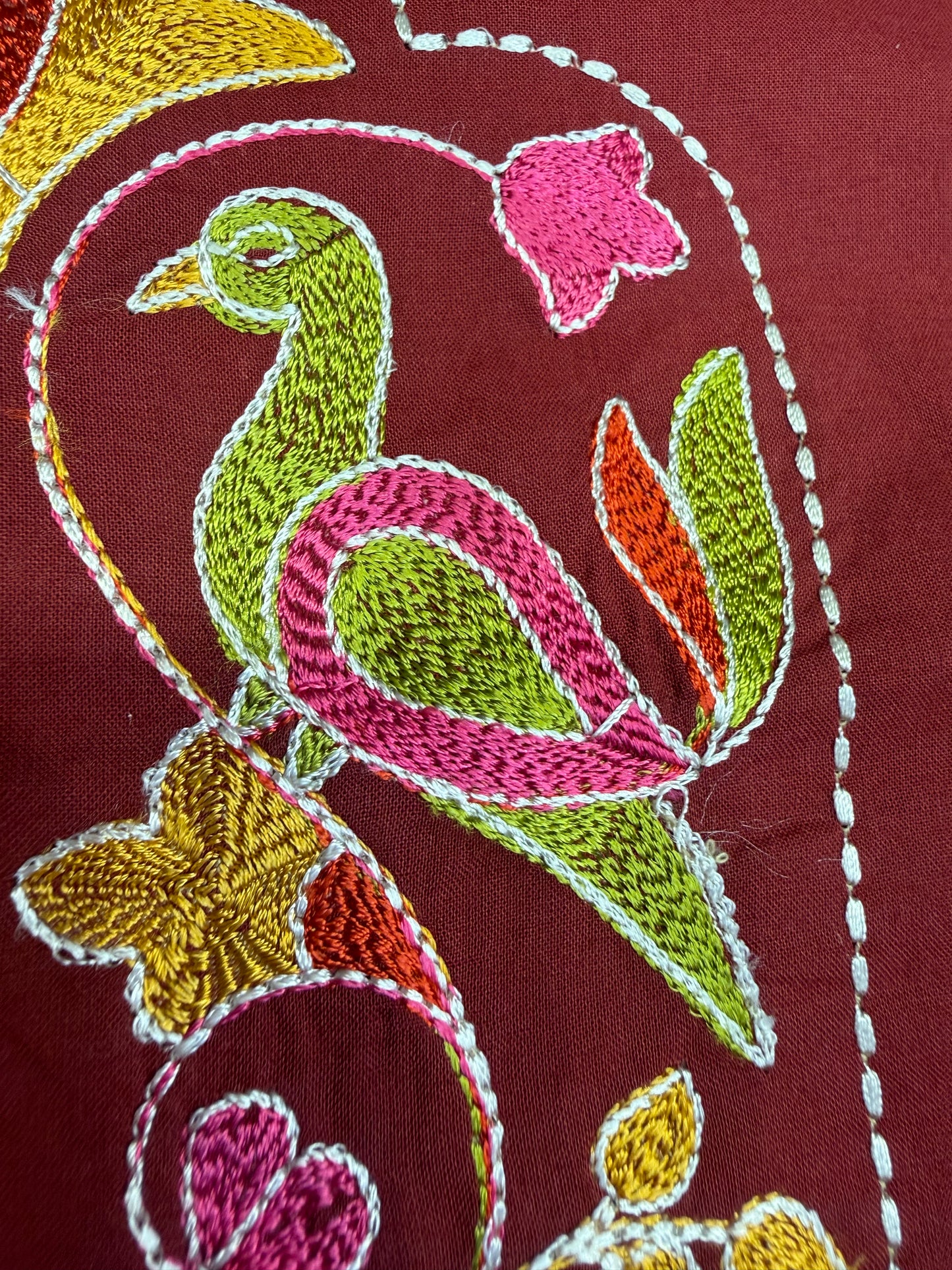 Marron Pure Cotton Embroidered Kurti With Pant-HSC81