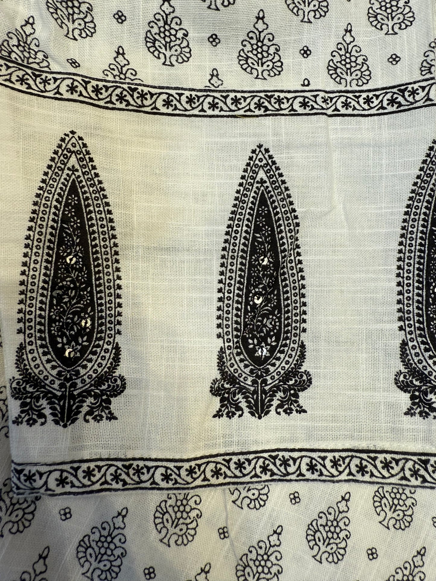 Straight Cut White Cotton Kurti With Pant and Dupatta