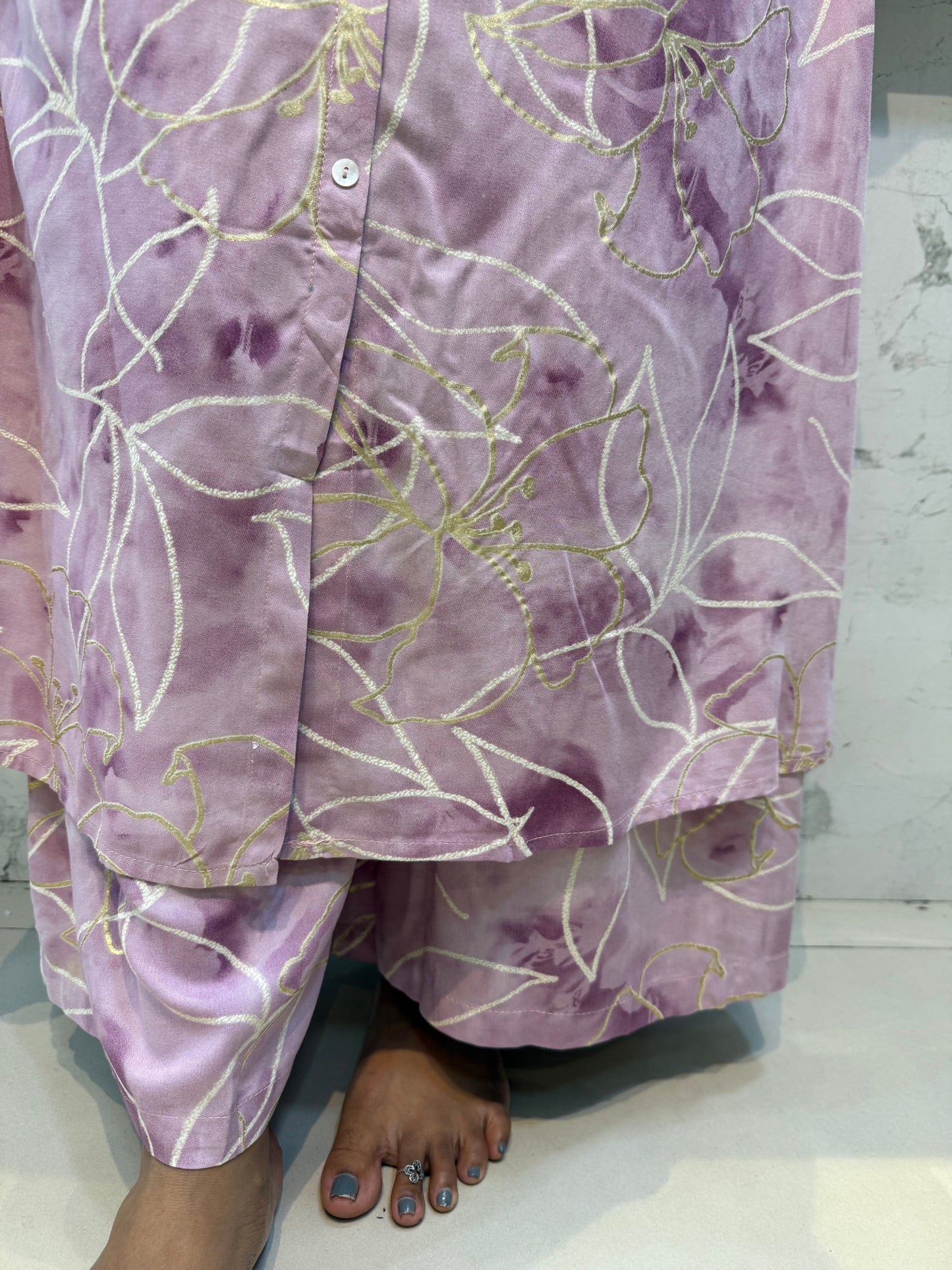 Lavender Kurti and Eleghant PantCo-ords Set