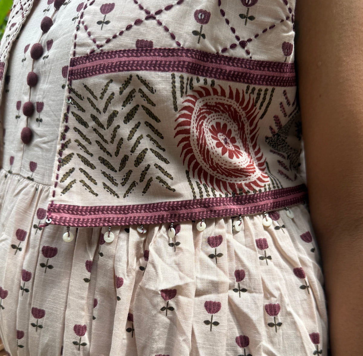 Floral Printed A-line Pure Cotton Dress -HSC1164