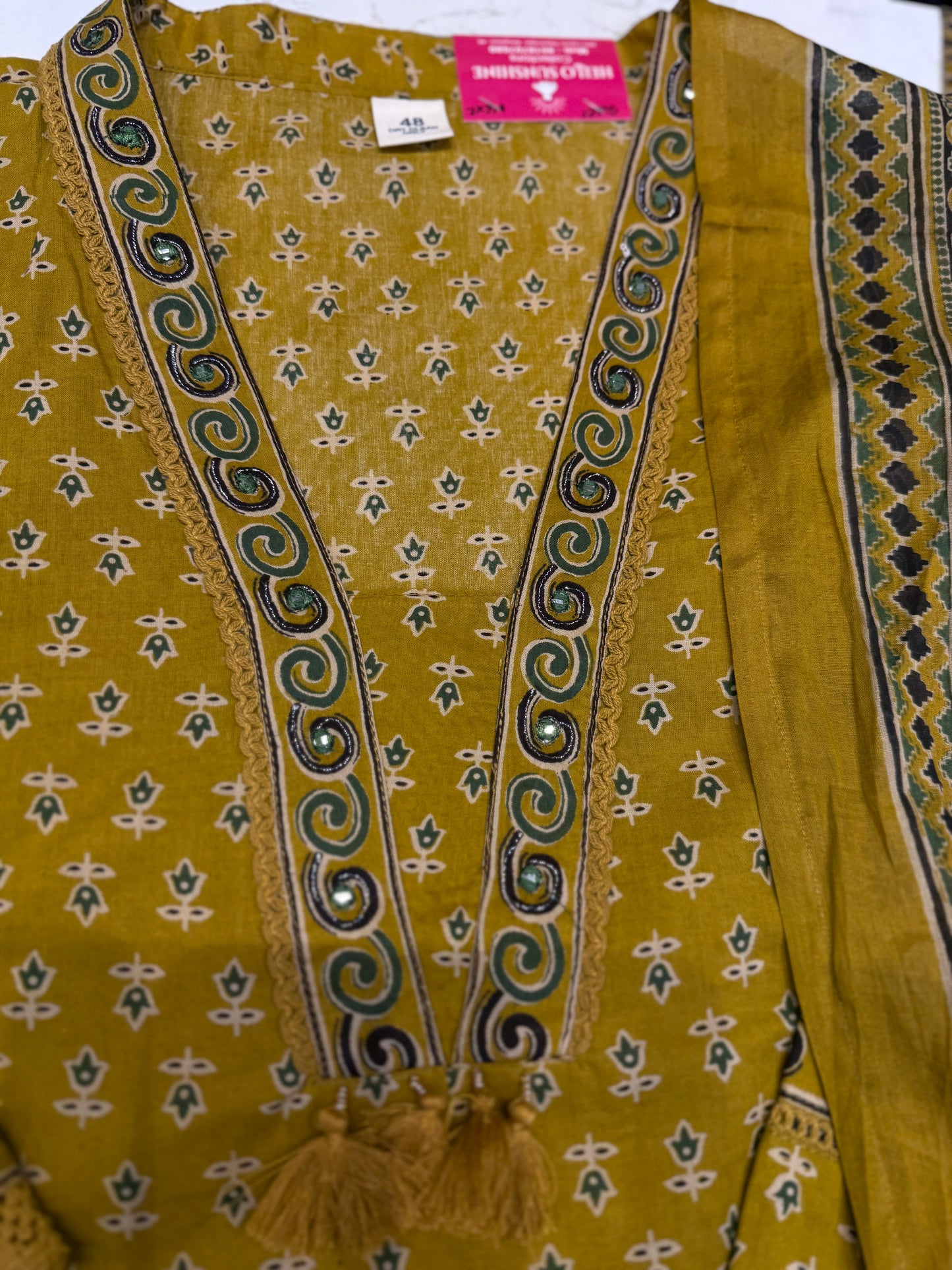 A-line Kurti with Pant and Dupatta with two sides Pockets