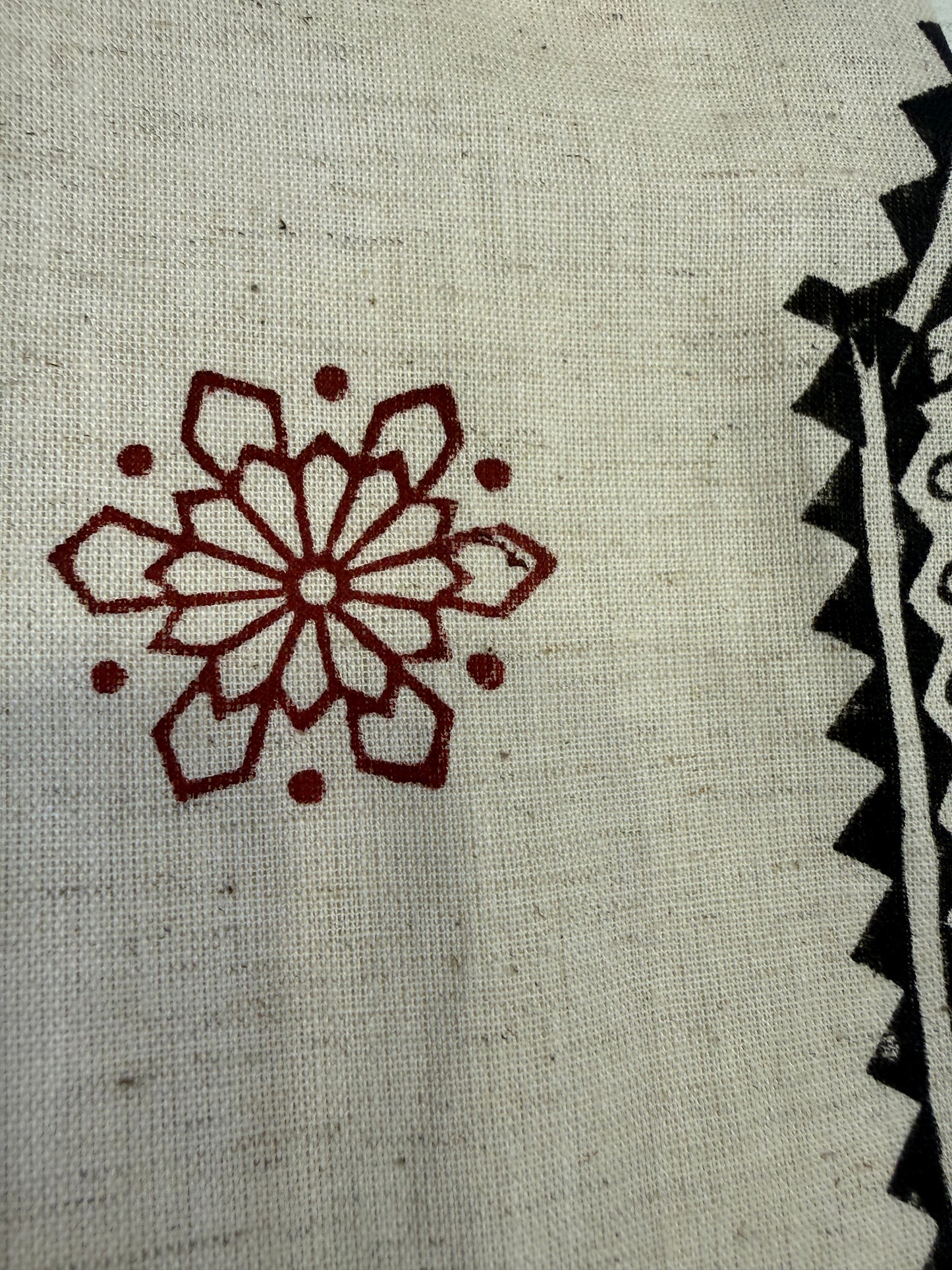 Block Printed Half White Pure Cotton Kurti With Pant and Dupatta