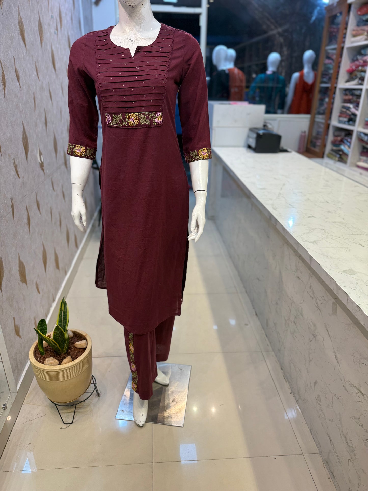Pure Cotton Flex Thread Embroidery Co-ords Set
