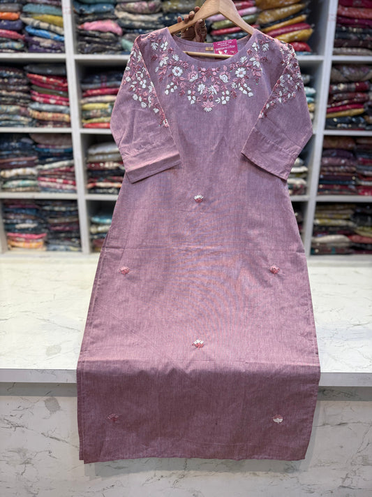 Thread Emboridery Straight Cut Kurti