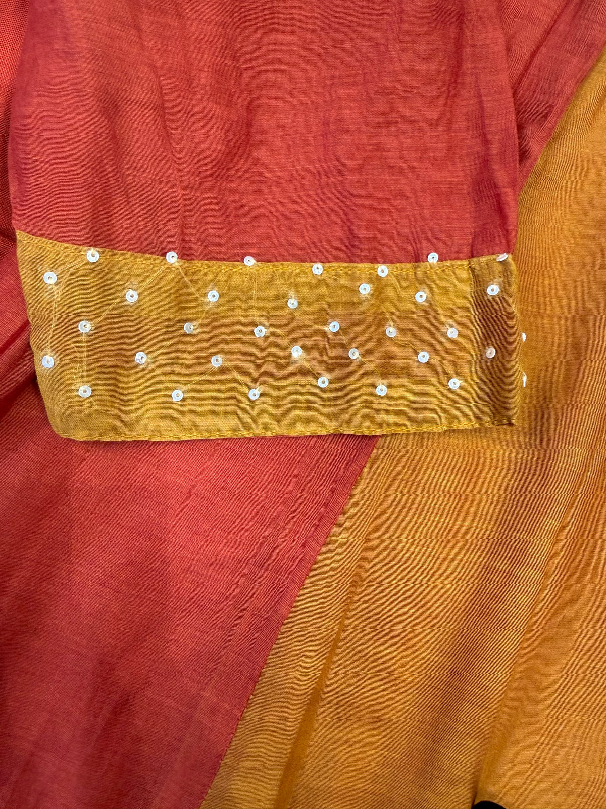Rust With Mustard Pure Banarasi A-line Kurti With Pant and Dupatta -HSC1210