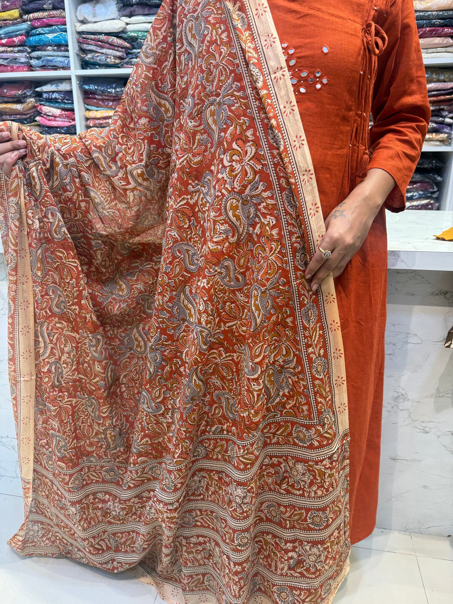 Pure Cotton Flex Kurti and Pant with Kalamkari Dupatta