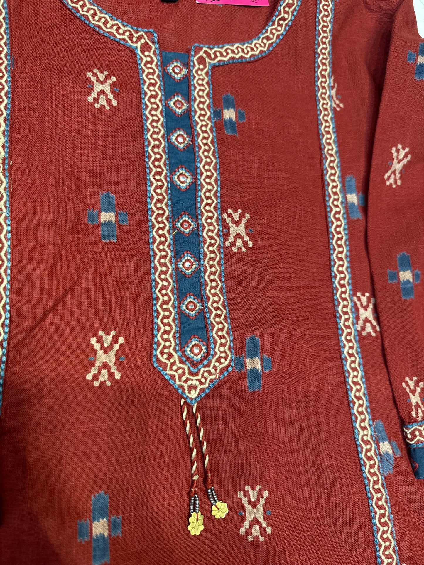 Marron Pure Cotton Constrast Blue Co-ords set
